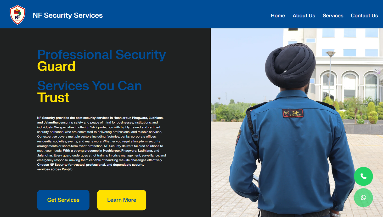 NF Security Services Lead Generation Page